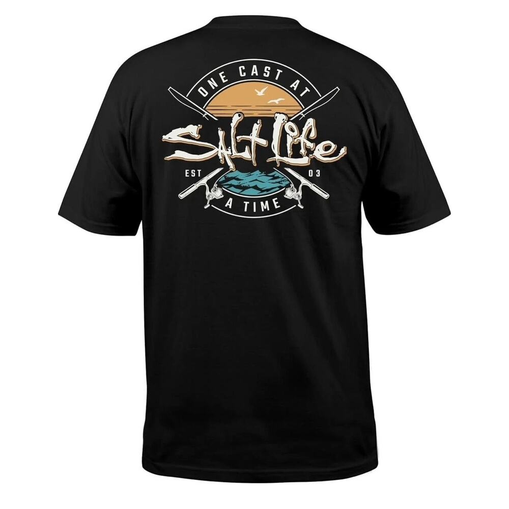 Salt Life One Cast at a Time Graphic S/S Pocket T-Shirt Mens - Small - NWT